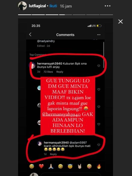 Lutfi Agizal ngamuk (Instagram.com/lutfiagizal)