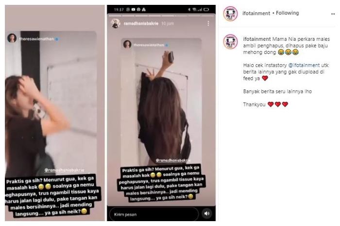 Nia Ramadhani hapus papan tulis pakai baju. (Instagram/@ifotainment)