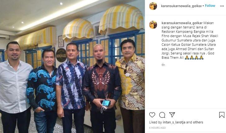 Ahmad Dhani ketemu pejabat daerah. (Instagram/@mkaransoekarnowalia_golkar)