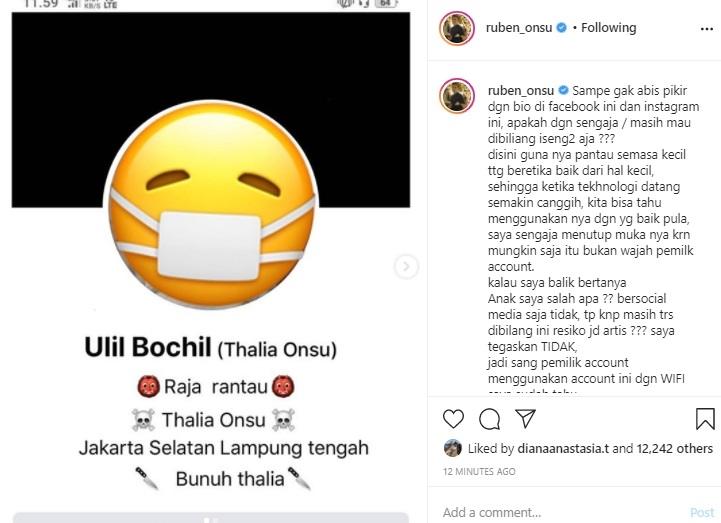 Ruben Onsu murka anaknya dibully. (Instagram/@ruben_onsu)