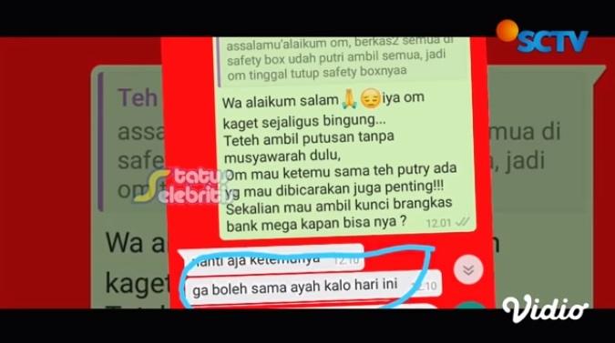 Chat Putri Delina dan Teddi suami Lina Jubaedah. (YouTube)