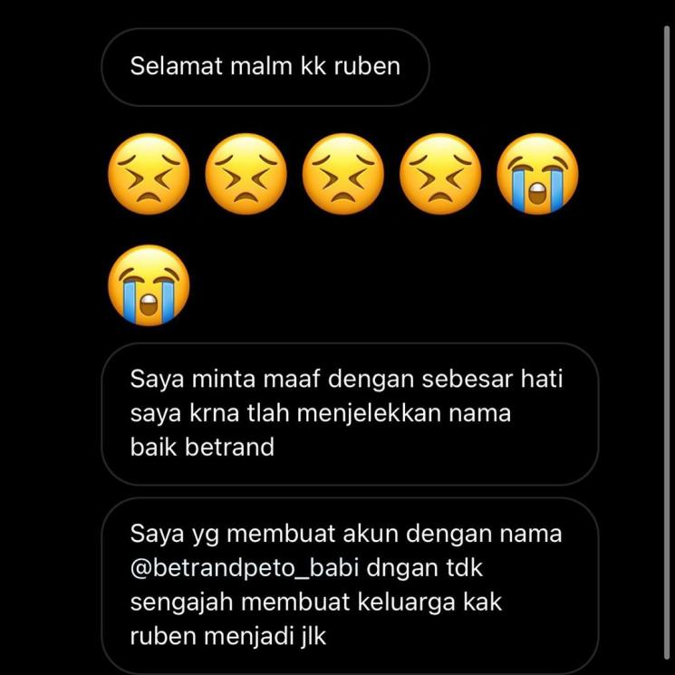Penghina Betrand Peto minta maaf ke Ruben Onsu. (Instagram/@ruben_onsu)