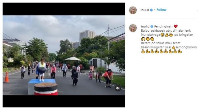 Inul Daratista jadi pemandu senam. (Instagram/@inul.d)