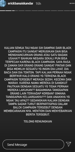 Postingan Erick Iskandar. (Instagram/@erickbanaiskandar)