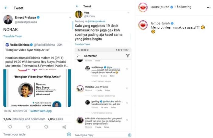 Gading Marten tanggapi netizen usil. (Instagram/@lambe_turah)