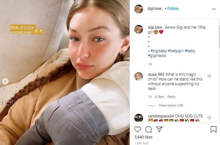 Gigi Hadid dan putrinya (Instagram.com/ziqi.love_)