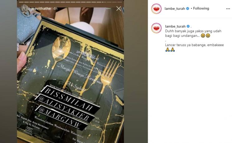 Undangan Nikah Ali Syakieb dan Margin Wieheerm (Instagram/@lambe_turah)