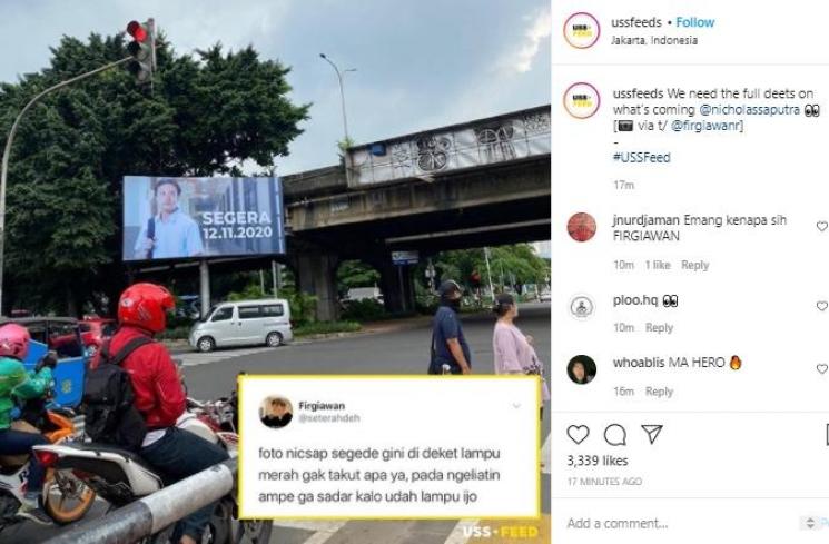 Wajah Nicholas Saputra di baliho (Instagram.com/ussfeeds)