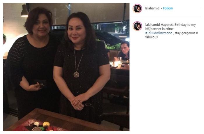 Tri Hanurita (kanan), mantan istri Irwan Mussry. (Instagram/@lalahamid)