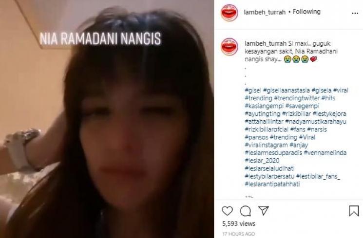 Nia Ramadhani tangisi anjing peliharaan (Instagram.com/lambe_turrah)