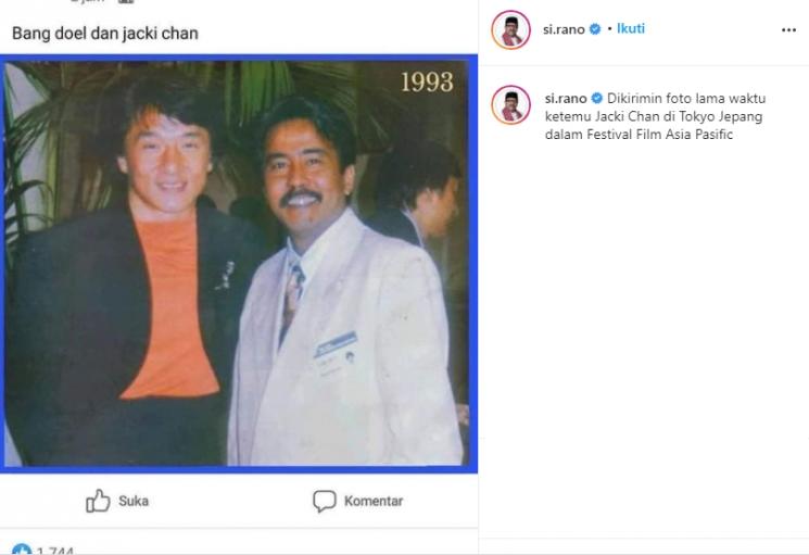 Rano Karno dan Jackie Chan (Instagram/@si.rano)