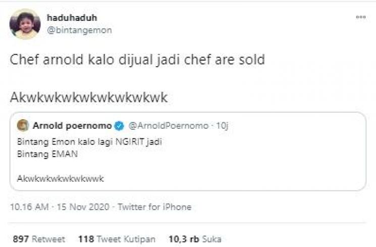 Cuitan Bintang Emon dan Arnold Poernomo (Twitter.com)