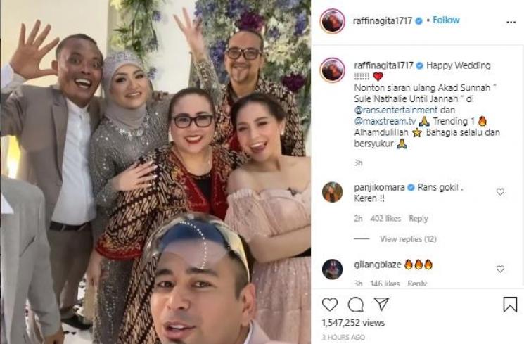 Nagita Slavina saat hadiri pernikahan Sule dan Nathalie Holscher (Instagram.com/raffinagita1717)