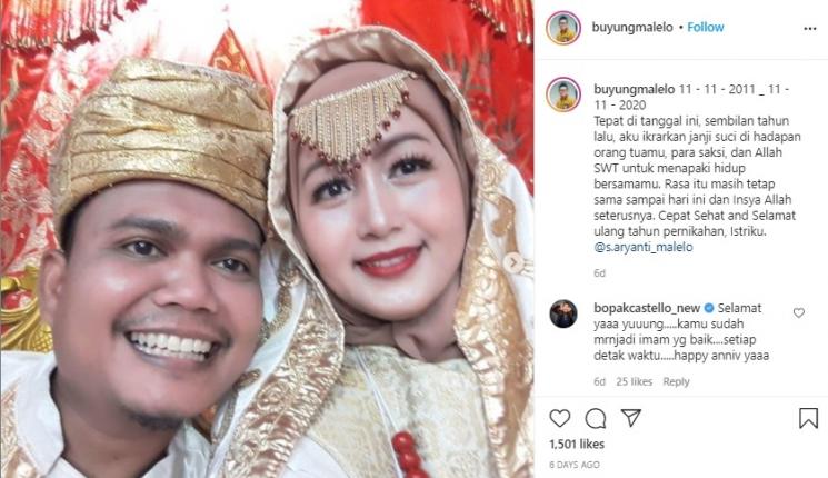 Buyung Malin Malelo dan istri. (Instagram/@buyungmalelo)