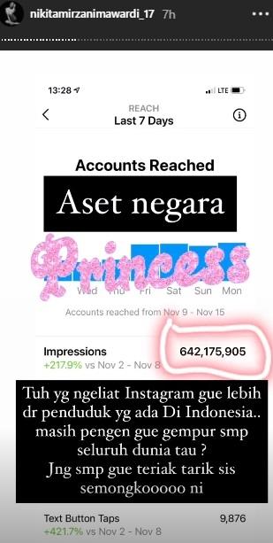 Postingan IG Story Nikita Mirzani. (Instagram/@nikitamirzanimawardi_17)