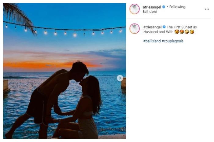 Atries Angel dan Eric Saputra di Bali. (Instagram/@atriesangel)