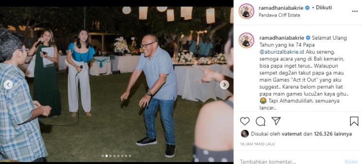 Nia Ramadhani di ultah ayah mertua (Instagram/@ramadhaniabakrie)