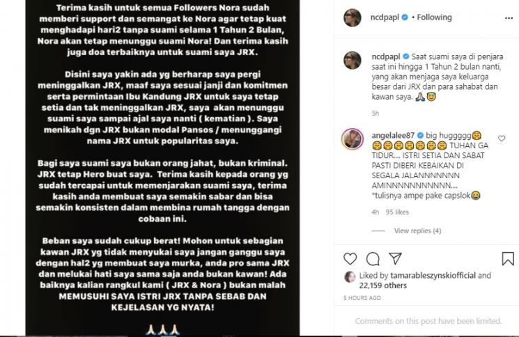 Unggahan Nora Alexandra. (Instagram/@ncdpapl)