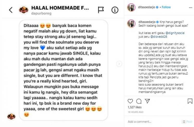 Postingan Dita Soedarjo (Instagram.com/ditasoedarjo)