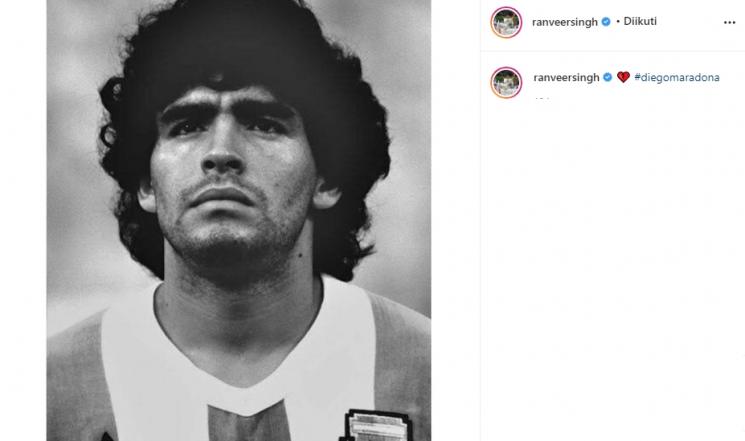 Ranveer Singh kenang Diego Maradona (Instagram/@ranveersingh)