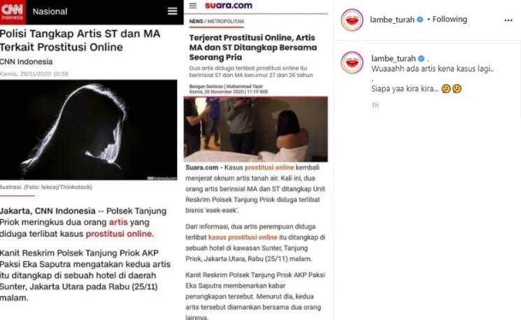Postingan Lambe Turah. (Instagram/@lambe_turah)