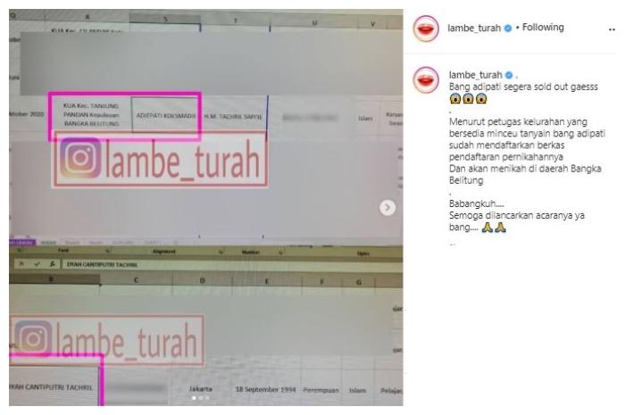 Adipati Dolken dan Canti Tachril segera menikah. (Instagram/@lambe_turah)
