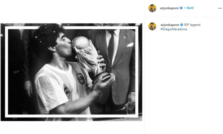 Arjun Kapoor kenang Diego Maradona (Instagram/@arjunkapoor)