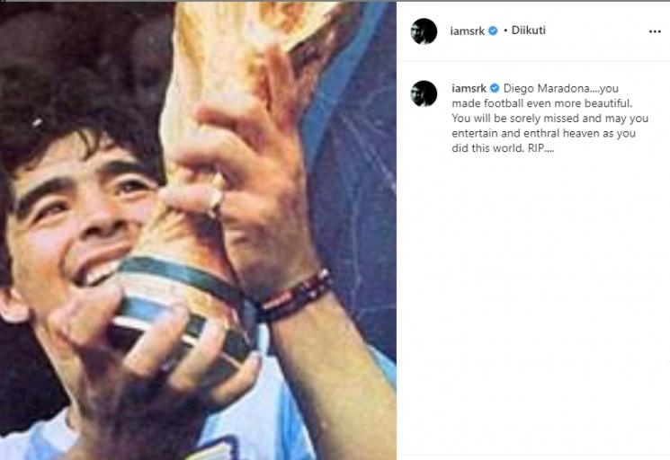 Shah Rukh Khan kenang Diego Maradona (Instagram/@iamsrk)
