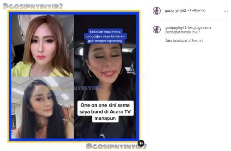 Denise Chariesta tantang Inul Daratista. (Instagram/@gosipnyinyir2)