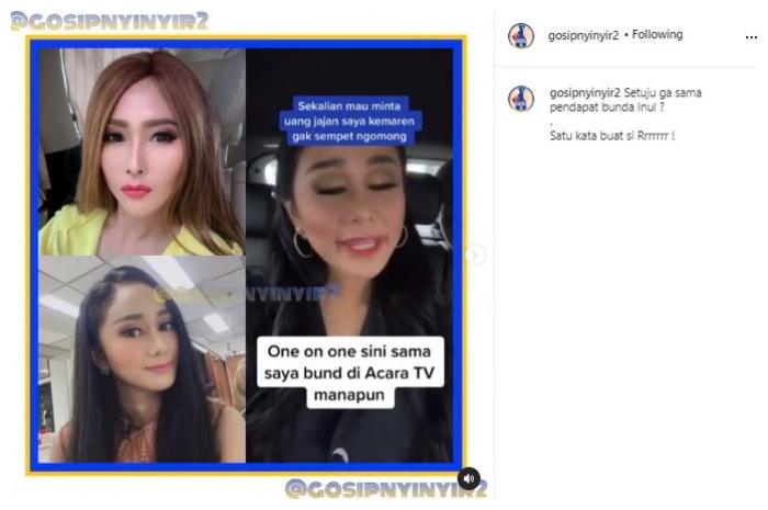 Denise Chariesta tantang Inul Daratista. (Instagram/@gosipnyinyir2)