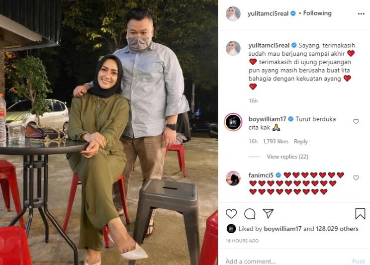 Mama Lita Masterchef ungkap kesedihan setelah suaminya meninggal. (Instagram/yulitamci5real)