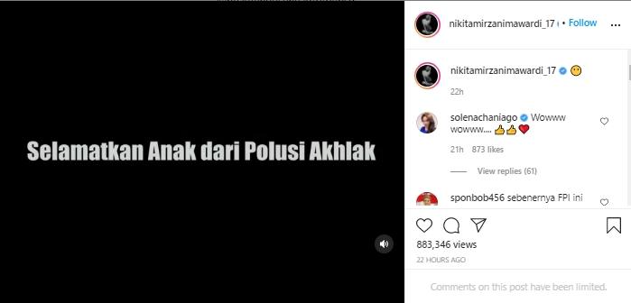 Unggahan Nikita Mirzani (Instagram.com/nikitamirzanimawardi_17)