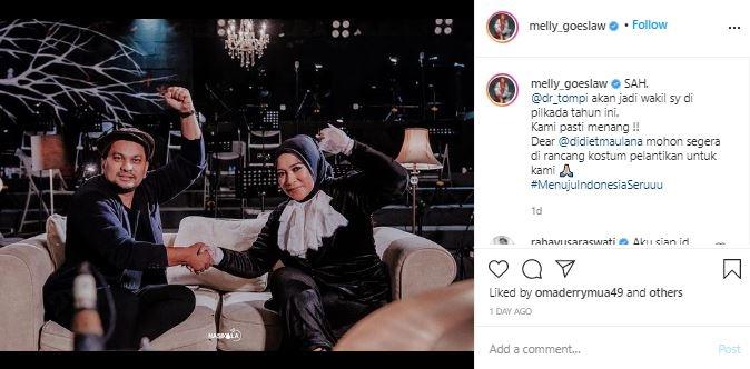 Melly Goeslaw dan Tompi. (Instagram/@melly_goeslaw)