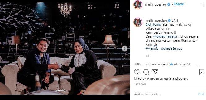 Melly Goeslaw dan Tompi. (Instagram/@melly_goeslaw)