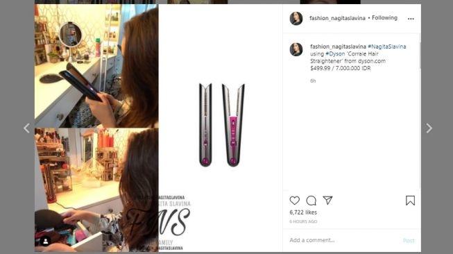 Catok rambut Nagita Slavina (Instagram.com/fashion_nagitaslavina)