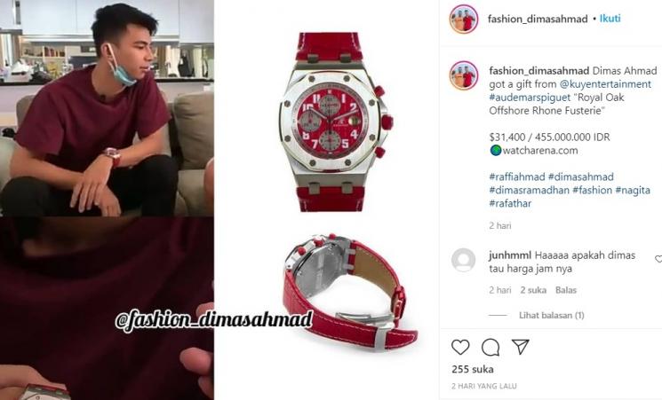 Jam mewah Dimas Ahmad seharga Rp 450 juta. [Instagram]