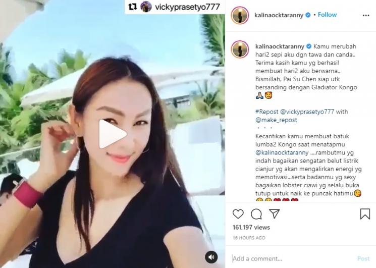 Kalina Ocktaranny siapkan nama anaknya dengan Vicky Prasetyo. (Instagram/@kalinaocktaranny)