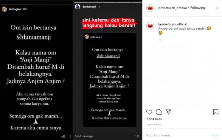 Lutfi Agizal Ditantang Anji Manji. (Instagram/@lambeturah_official)
