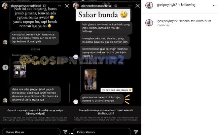 Glenca Chysara jadi sasaran amukan penonton sinetron yang baper. (Instagram/@gosipnyinyir2)