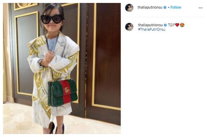 Thalia Putri Onsu tenteng tas mewah. (Instagram/@thaliaputrionsu)