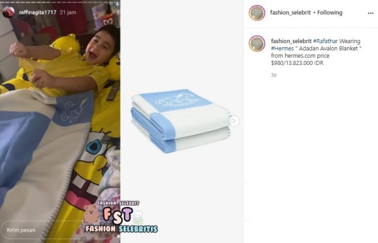 Selimut Rafathar. (Instagram/@fashion_selebrit)