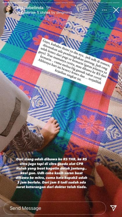 Melisha Sidabutar meninggal dunia (Instagram.com)