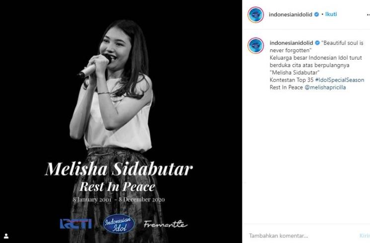 Melisha Sidabutar meninggal dunia (Instagram/@indonesianidolid)