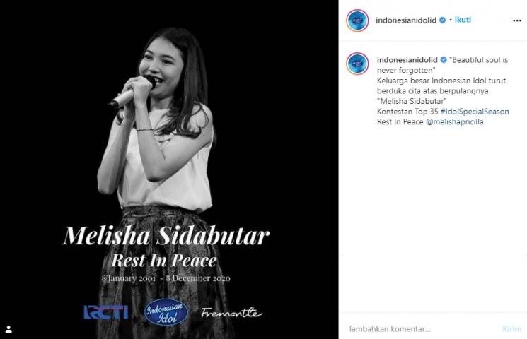 Melisha Sidabutar meninggal dunia (Instagram/@indonesianidolid)