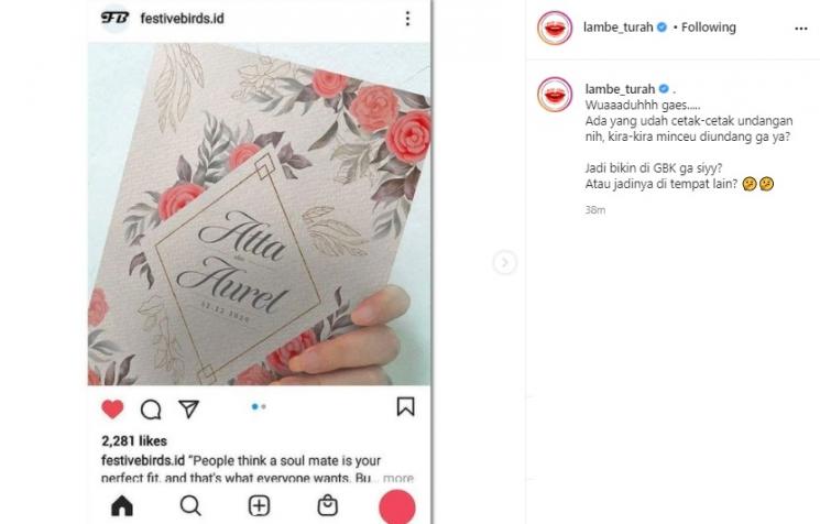 Beredar undangan Atta dan Aurel. (Instagram)