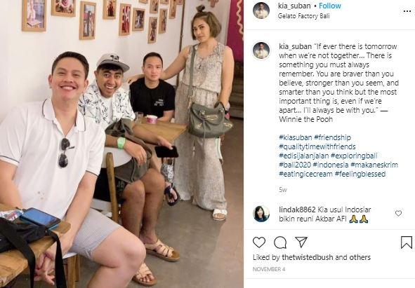 Kia Suban pulang ke Indonesia, reuni AFI 1. (Instagram/@kia_suban)