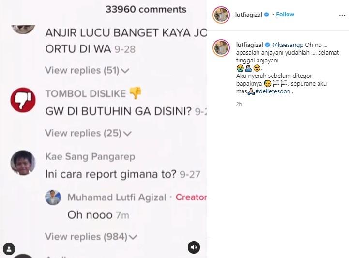 Lutfi Agizal dikomentari Kaesang. (Instagram)