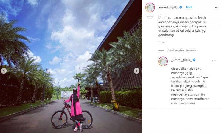 Umi Pipik bersepeda (Instagram/@_ummi_pipik_)
