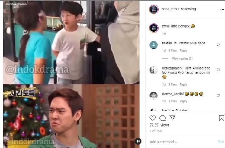 Rafathar 'tirukan' ekspresi Go Kyung Pyo (Instagram.com/zona_indo)