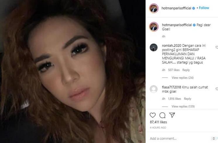 Hotman Paris unggah foto Gisel (Instagram.com/hotmanparisofficial)